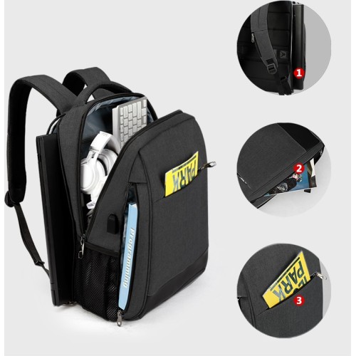 Tigernu T-B3516 Nexus, Σακίδιο Πλάτης, Αδιάβροχο, Ύφασμα, Μαύρο/Γκρι