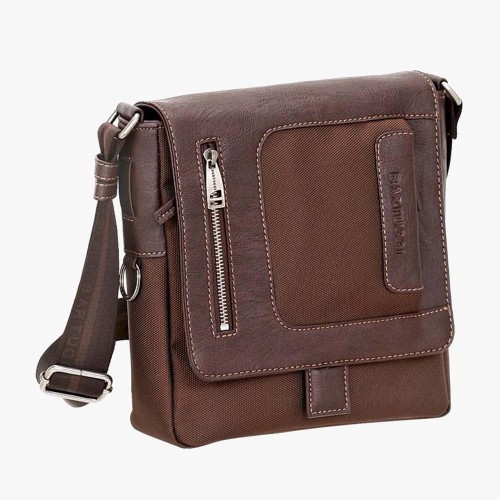 Bartuggi 700-6253, Τσαντάκι Χιαστί, Δερματίνη, Καφέ