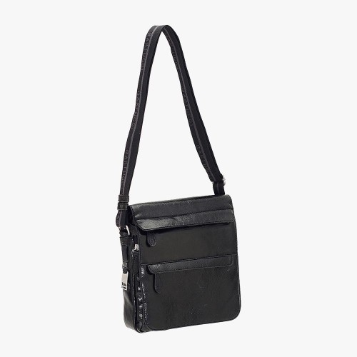 Bartuggi 700-6428, Τσαντάκι Χιαστί, Δερματίνη, Μαύρο