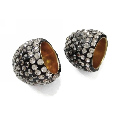 Kostibas 3821-415L, Καπάκια, Στρας, Ασημί, 10τμχ