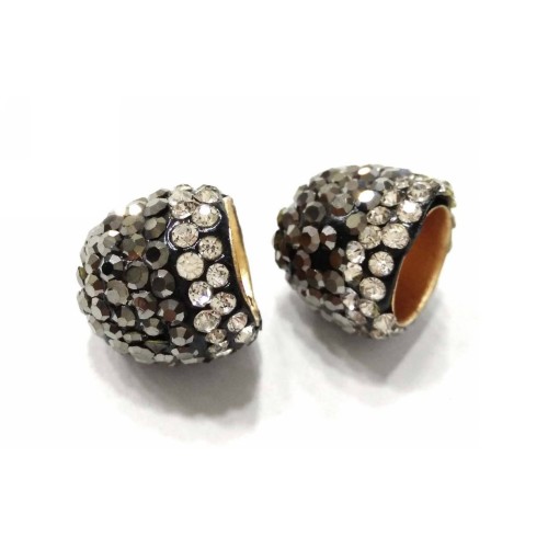 Kostibas 3821-415J, Καπάκια, Στρας, Ασημί, 10τμχ