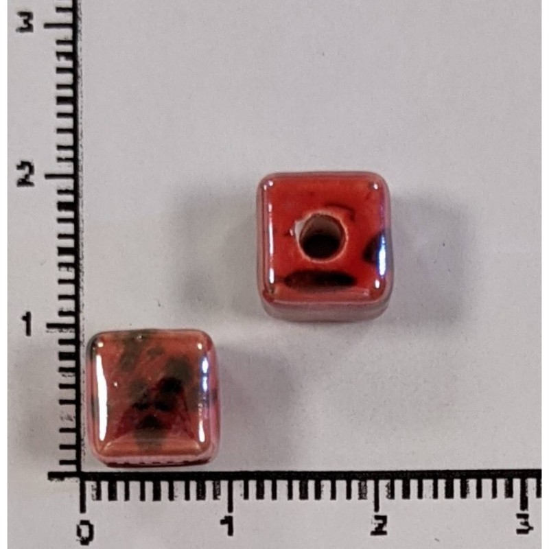 Kostibas 3894-351U, Χάντρες, Κεραμικό, Κόκκινο/Μαύρο, 50τμχ