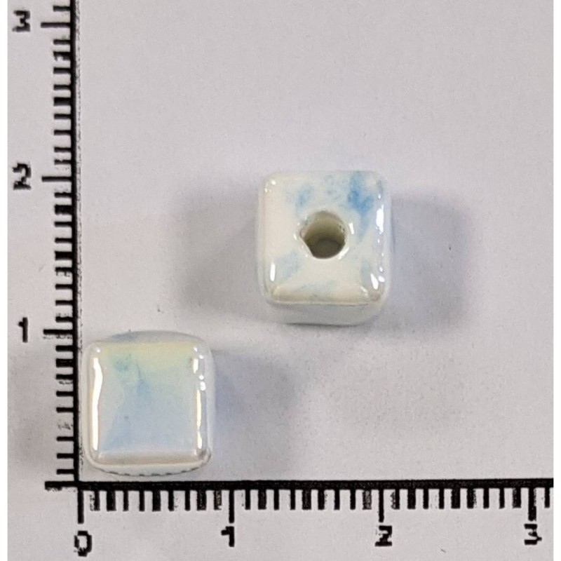 Kostibas 3894-351O, Χάντρες, Κεραμικό, Λευκό/Γαλάζιο, 20τμχ