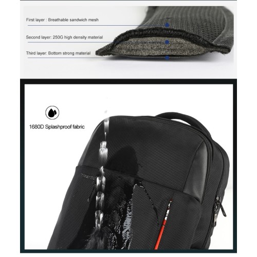 Tigernu T-B3906, Σακίδιο Πλάτης, Ύφασμα, Μαύρο