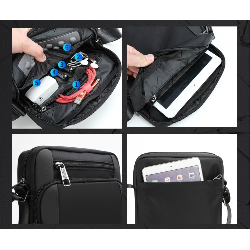 Tigernu T-B5191, Τσαντάκι Χιαστί, Αδιάβροχο Ύφασμα, Μαύρο