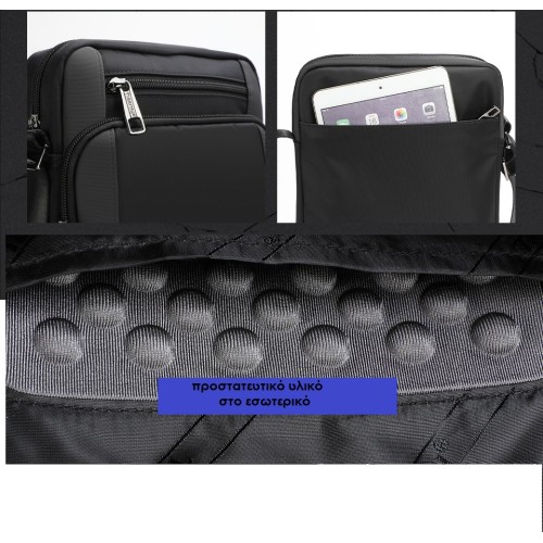 Tigernu T-B5191, Τσαντάκι Χιαστί, Αδιάβροχο Ύφασμα, Μαύρο