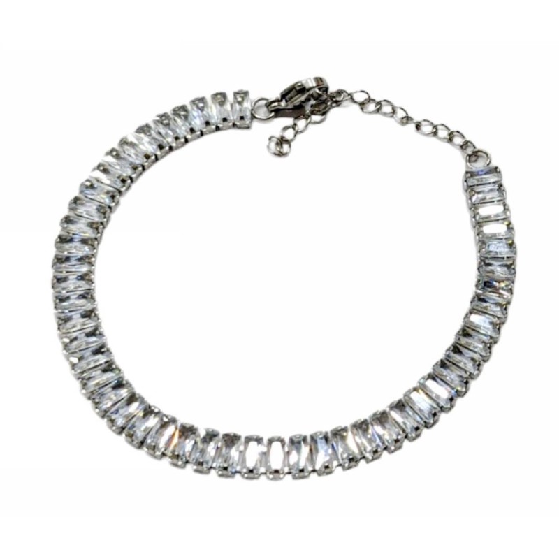 Kostibas 1513-915A, Βραχιόλι, Zircon Ατσάλι, Ασημί