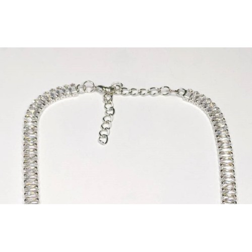 Kostibas 1013-915A, Κολιέ, Zircon, Ατσάλι, Ασημί