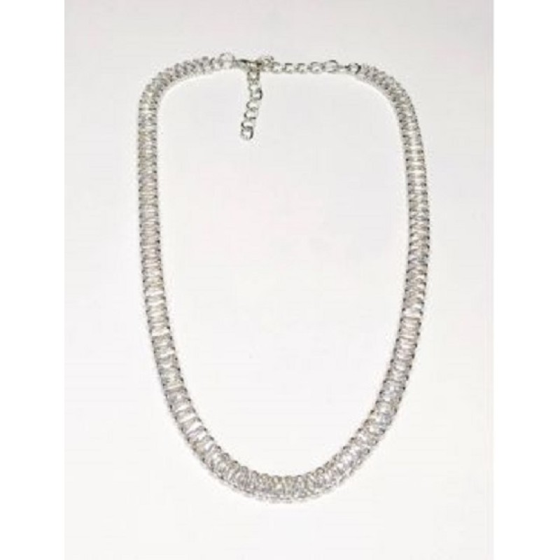 Kostibas 1013-915A, Κολιέ, Zircon, Ατσάλι, Ασημί