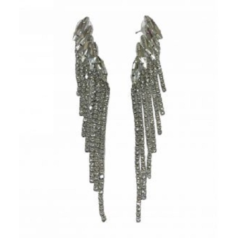 Kostibas 3021-225A, Σκουλαρίκια, Στρας, Λευκό