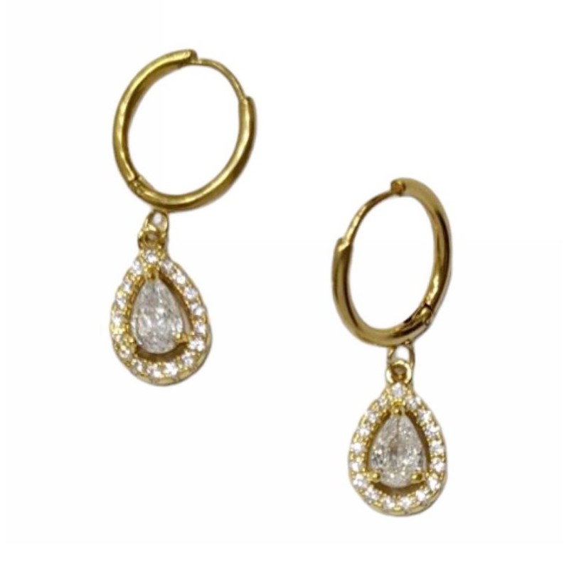 Kostibas 3113-771XL, Σκουλαρίκια κρίκοι, Zircon Ατσάλι, Χρυσό και Λευκό