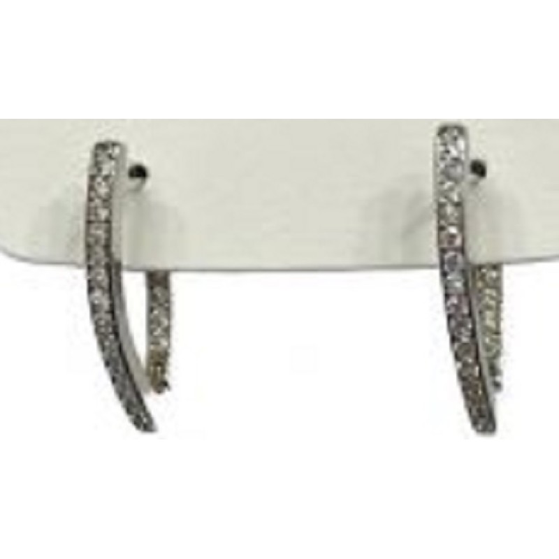 Σκουλαρίκια κρίκοι, Kostibas 3112-701A, Στρας, Μεταλλικό, Λευκό