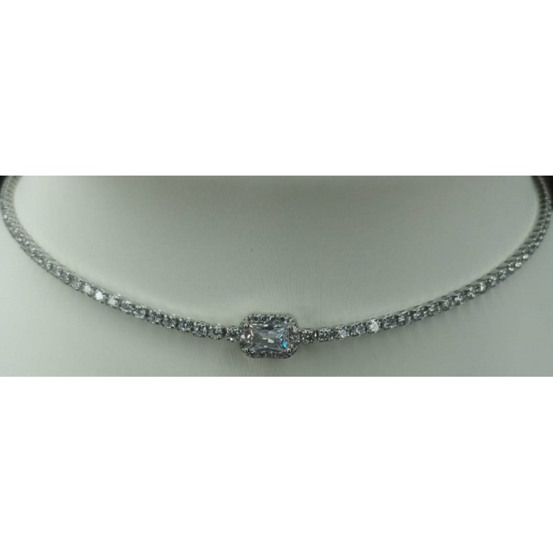 Kostibas 1012-929AL, Κολιέ, Στρας, Ασημί 