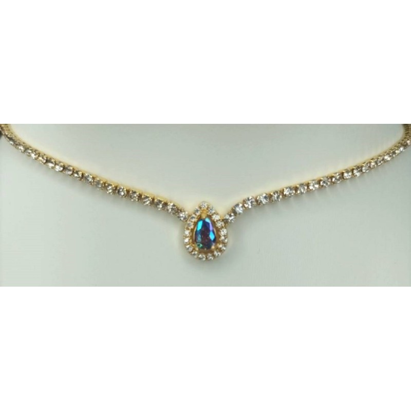 Kostibas 1012-928X1, Κολιέ, Στρας, Χρυσό