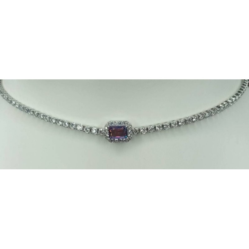 Kostibas 1012-929A1, Κολιέ, Στρας, Μεταλλικό, Ασημί 