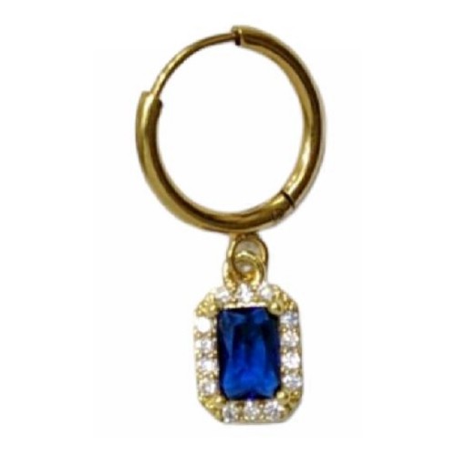 Kostibas 3113-772XB, Σκουλαρίκια κρίκοι, Zircon Ατσάλι, Χρυσό και Μπλε