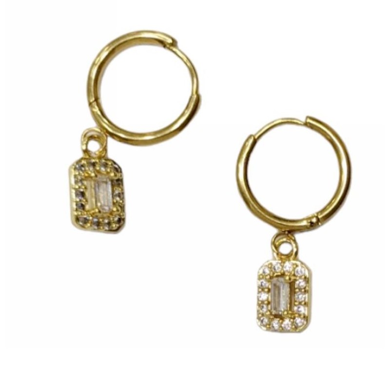 Kostibas 3113-772XL, Σκουλαρίκια κρίκοι, Zircon Ατσάλι, Χρυσό και Λευκό