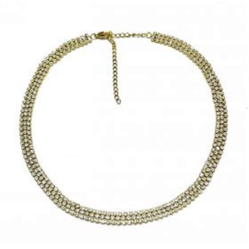 Kostibas 1013-917X3, Κολιέ, Ατσάλι, Στρας, Χρυσό