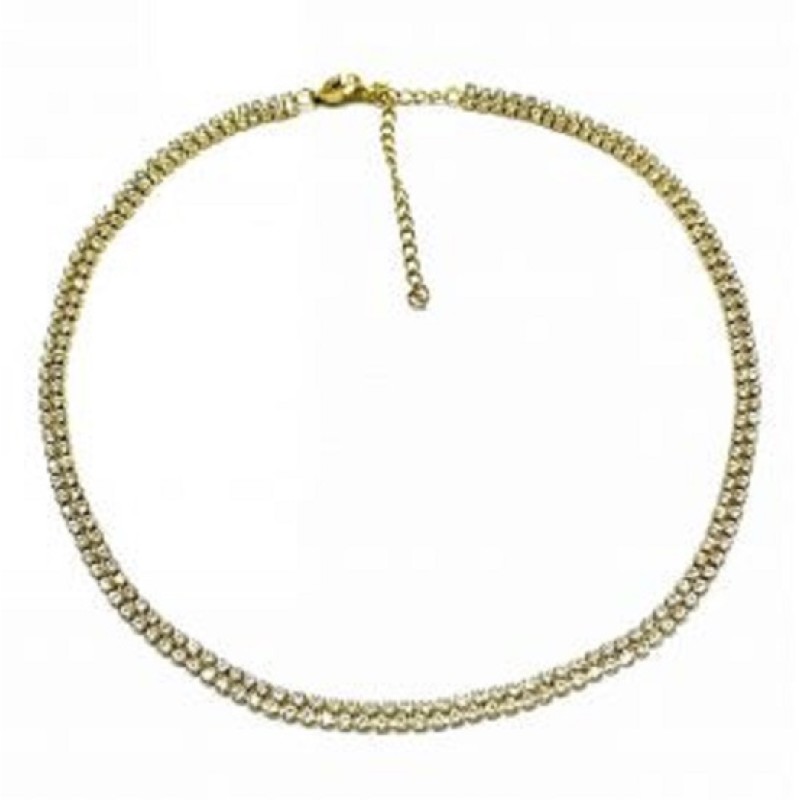 Kostibas 1013-917X2, Κολιέ, Ατσάλι, Στρας, Χρυσό