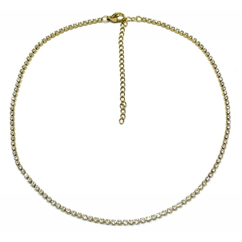 Kostibas 1013-917X1, Κολιέ, Ατσάλι, Στρας, Χρυσό