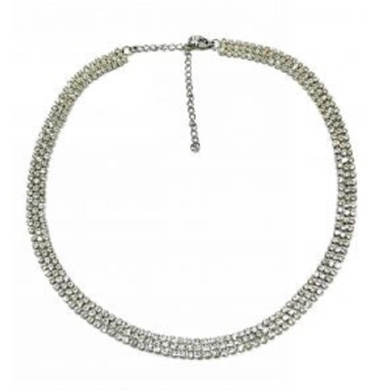 Kostibas 1013-917A3, Κολιέ, Ατσάλι, Στρας, Ατσάλινο