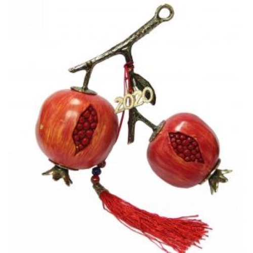 Kostibas 5698-011U, Διακοσμητικό ρόδι, Κόκκινο και Χρυσαφί