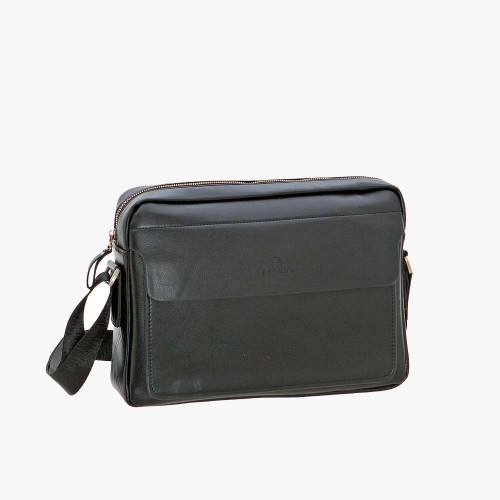 Bartuggi 718-110614, Τσάντα ταχυδρόμου, Δέρμα, Μαύρο