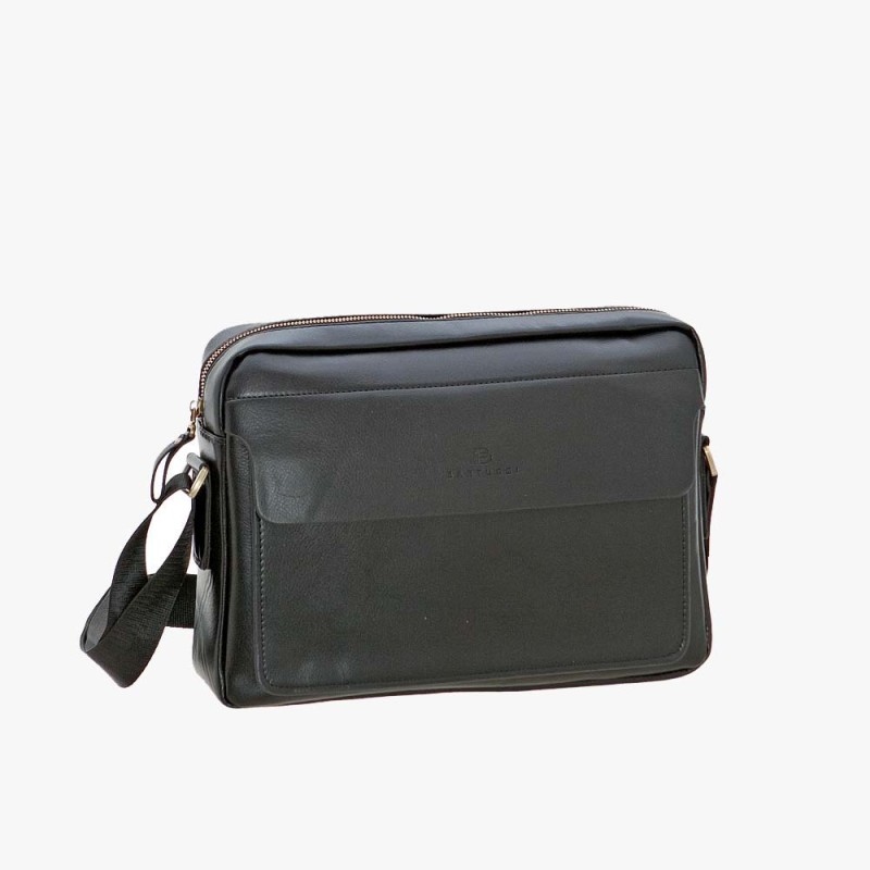 Bartuggi 718-110614, Τσάντα ταχυδρόμου, Δέρμα, Μαύρο