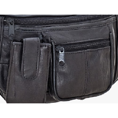 Bartuggi 185-02, Τσαντάκι Μέσης, Δέρμα, Μαύρο