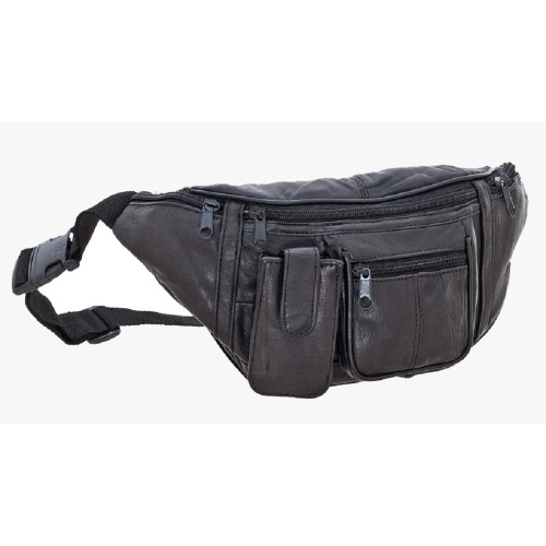 Bartuggi 185-02, Τσαντάκι Μέσης, Δέρμα, Μαύρο