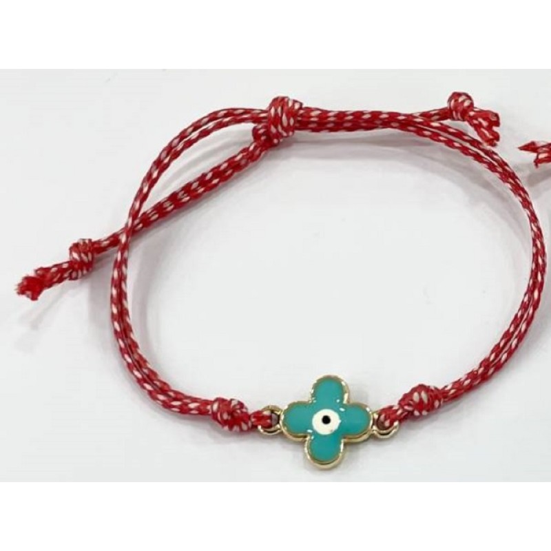 Kostibas 1539-63727, Μάρτης, Σχοινί, Χρυσό με τιρκουάζ σταυρό