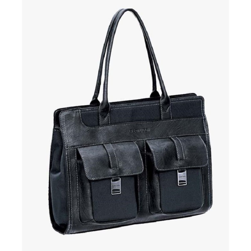 Bartuggi 118-6261, Γυναικείος Χαρτοφύλακας, Δερματίνη/Ύφασμα, Μαύρο