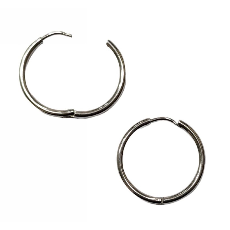 Kostibas 3113-624A, Σκουλαρίκια κρίκοι, Ατσάλι, Λευκό