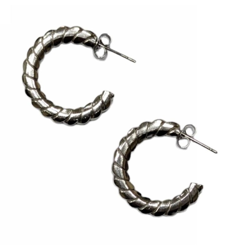 Kostibas 3113-675A, Σκουλαρίκια κρίκοι, Ατσάλι, Λευκό