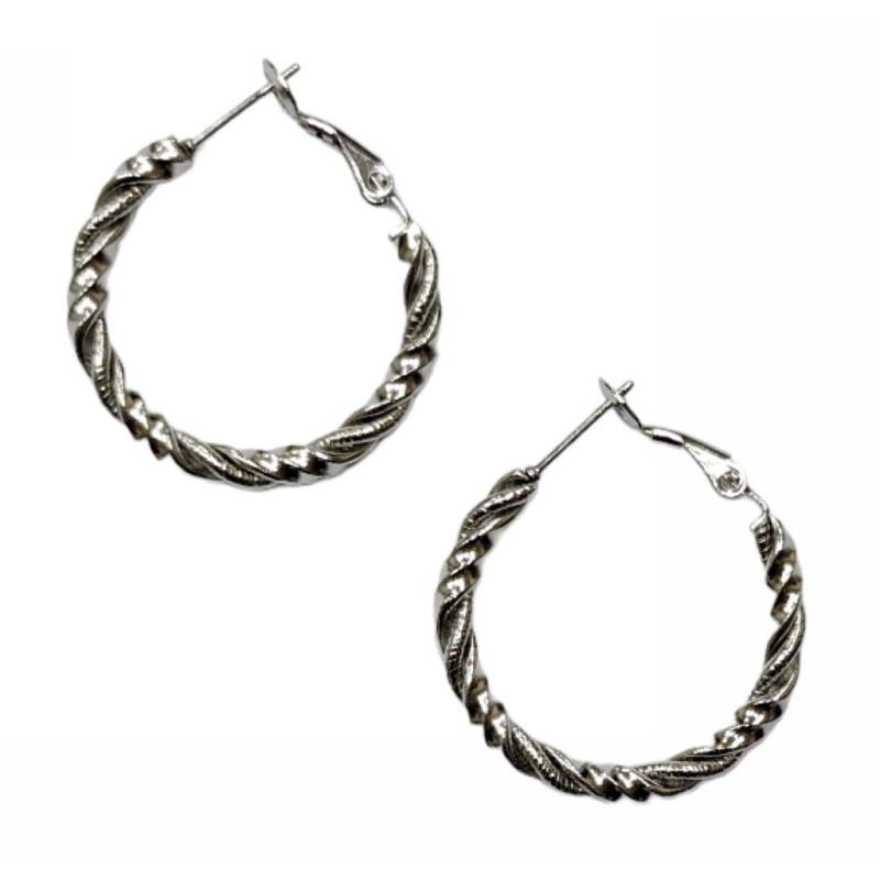 Kostibas 3113-678A, Σκουλαρίκια, Κρίκοι, Ατσάλι, Λευκό