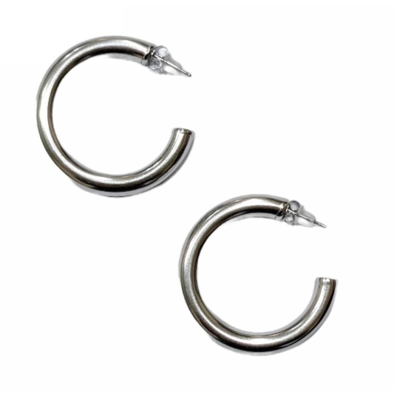 Kostibas 3113-694HA, Σκουλαρίκια κρίκοι, Ατσάλι, Ασημί