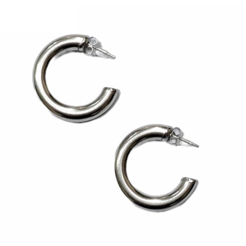 Kostibas 3113-694FA, Σκουλαρίκια κρίκοι, Ατσάλι, Ασημί