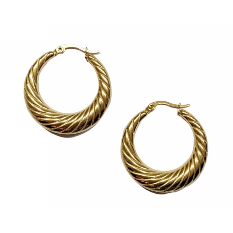 Kostibas 3113-696DX, Σκουλαρίκια κρίκοι, Ατσάλι, Χρυσό