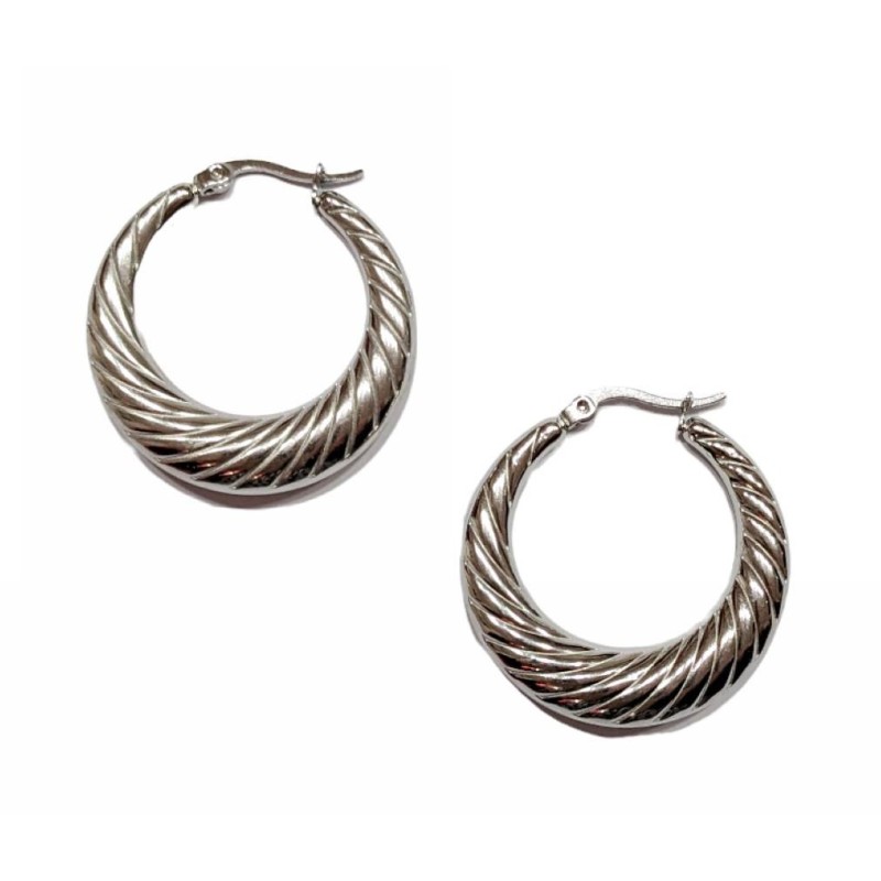 Kostibas 3113-696DA, Σκουλαρίκια κρίκοι, Ατσάλι, Ασημί