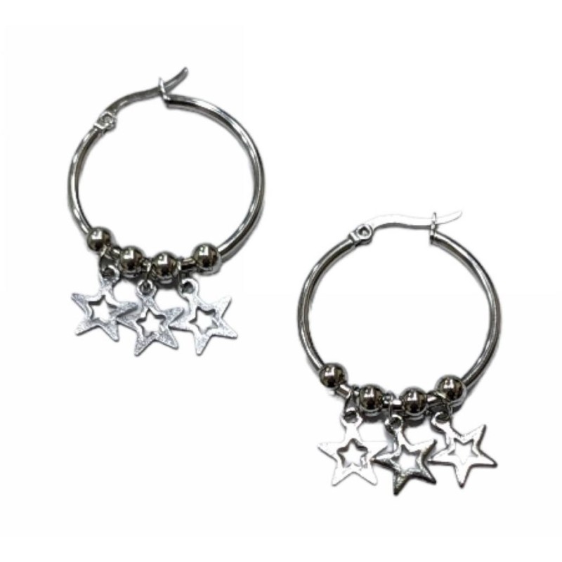 Kostibas 3113-693A, Σκουλαρίκια Κρίκοι, Ατσάλι, TE, Ασημί