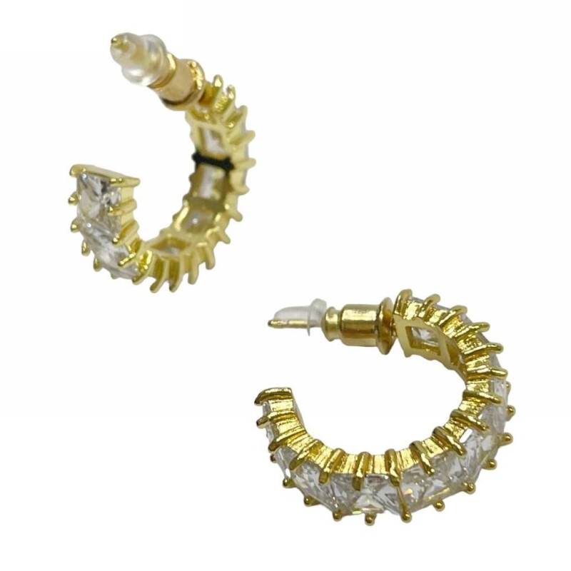 Kostibas 3112-702X2, Σκουλαρίκια κρίκοι, Στρας, Μεταλλικό, Χρυσό