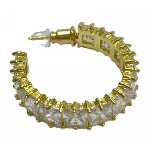 Kostibas 3112-702X4, Σκουλαρίκια κρίκοι, Στρας, Μεταλλικό, Χρυσό