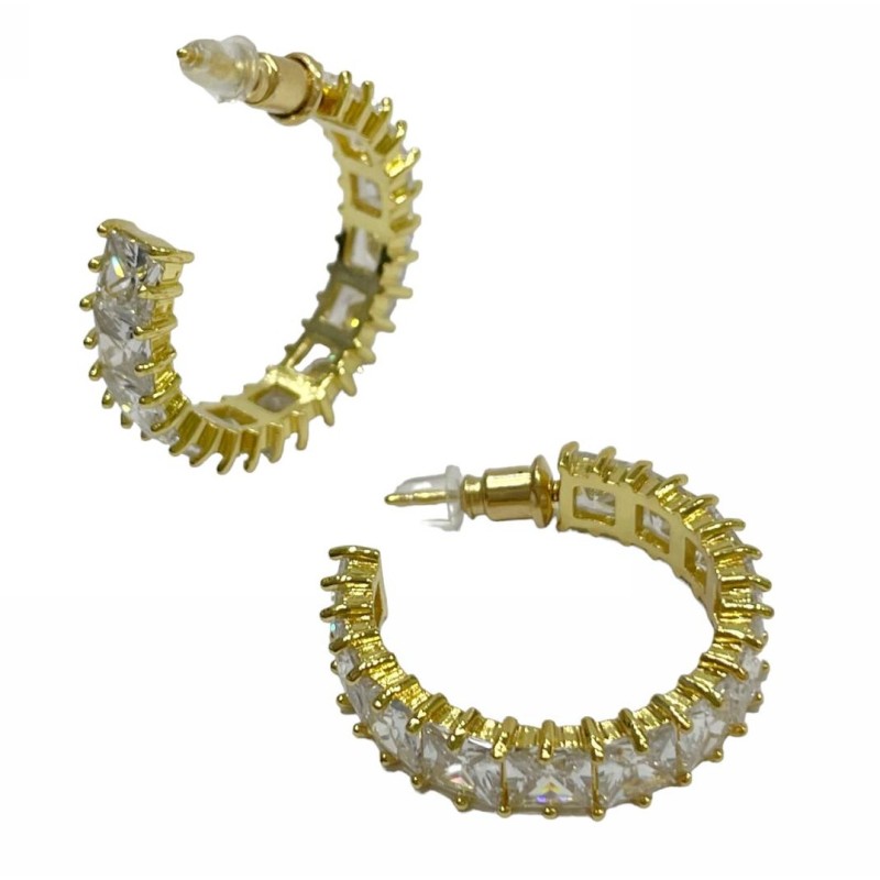 Kostibas 3112-702X4, Σκουλαρίκια κρίκοι, Στρας, Μεταλλικό, Χρυσό