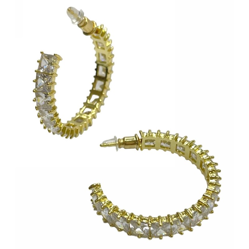 Kostibas 3112-702X5, Σκουλαρίκια κρίκοι, Στρας, Μεταλλικό, Χρυσό
