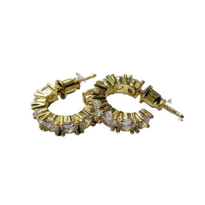 Kostibas 3112-703X1, Σκουλαρίκια κρίκοι, Στρας, Μεταλλικό, Χρυσό