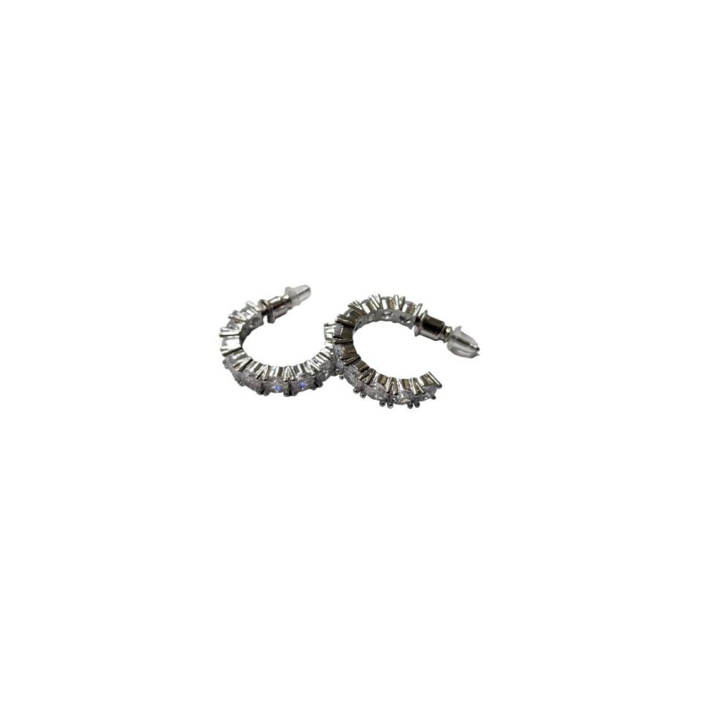 Kostibas 3112-703A2, Σκουλαρίκια κρίκοι, Στρας, Μεταλλικό, Λευκό