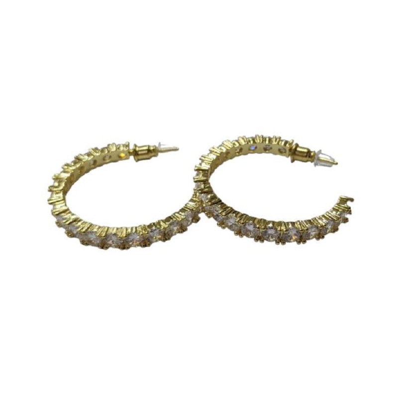 Kostibas 3112-703X5, Σκουλαρίκια κρίκοι, Στρας, Μεταλλικό, Χρυσό