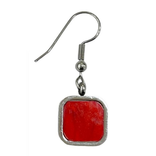 Kostibas 3013-953AU, Σκουλαρίκια, Ατσάλι, Ασημί/Κόκκινο