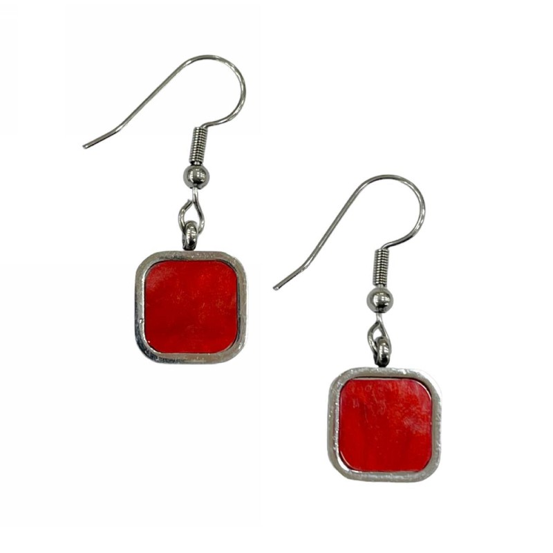 Kostibas 3013-953AU, Σκουλαρίκια, Ατσάλι, Ασημί/Κόκκινο