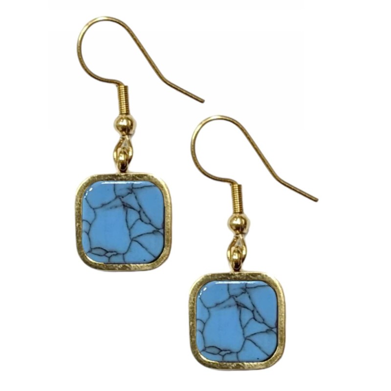 Kostibas 3013-953XD, Σκουλαρίκια, Ατσάλι, Χρυσό/Γαλάζιο